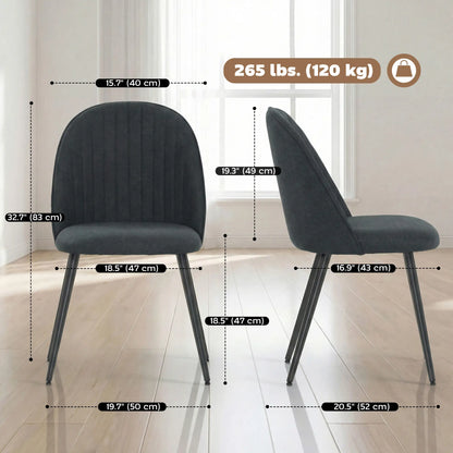 Modern Dining Chairs Set of 4, Velvet Upholstered, Steel Legs, Dark Grey Dining Chairs at Gallery Canada