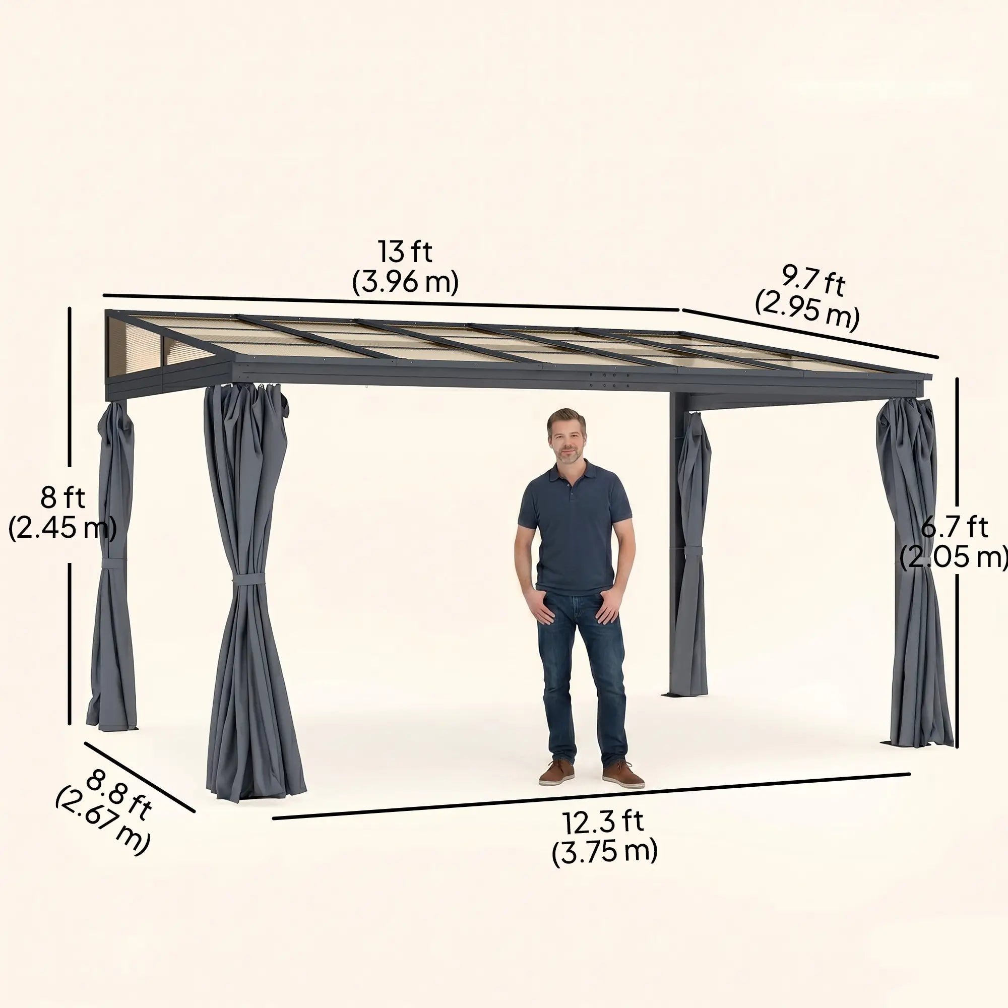 10' X 13' Outdoor Hardtop Pergola, UV Protection With Curtains Pergolas at Gallery Canada