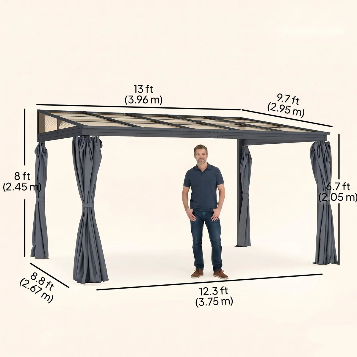 10' X 13' Outdoor Hardtop Pergola, UV Protection With Curtains Pergolas at Gallery Canada