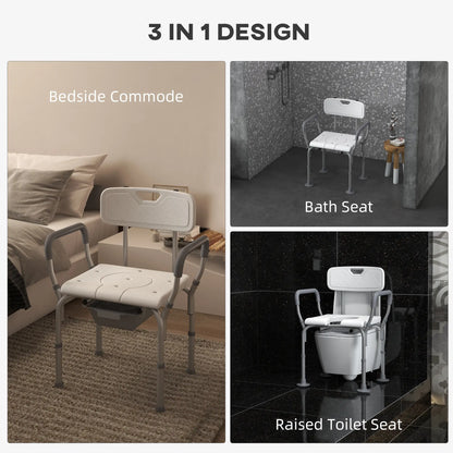 3-in-1 Shower Chair with Back, Adjustable Commode, Raised Toilet Seat Bath Chairs at Gallery Canada
