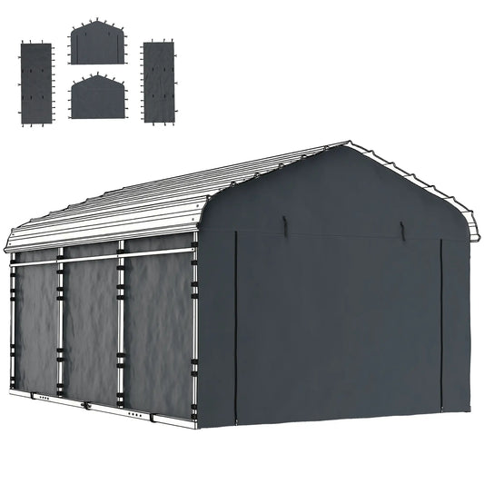 Replacement Canopy Cover Sidewalls, 12' x 20', UPF50+ Waterproof, Dark Grey Car Shelters Dark Grey at Gallery Canada