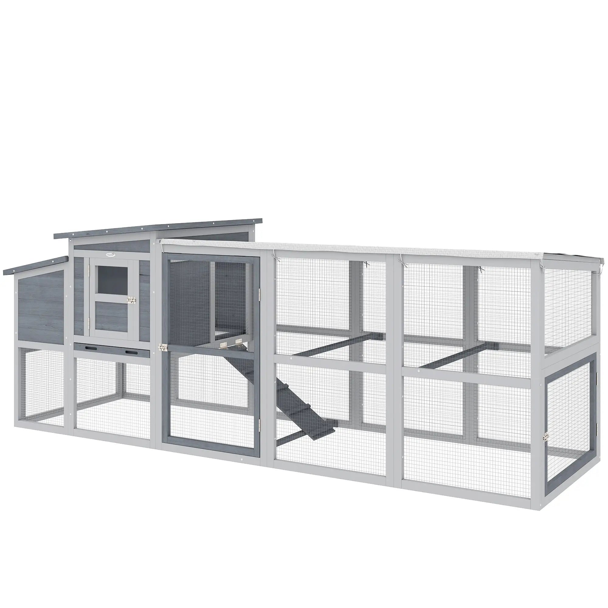 Large Chicken Coop, Wooden Hen House With Covered Run Chicken Coops Grey at Gallery Canada