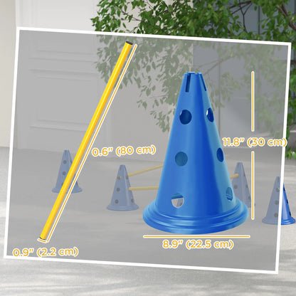 Dog Agility Hurdle Cone Set, Adjustable Obstacle Course, 6 Cones & Poles, Blue Dog Agility Training Equipment at Gallery Canada