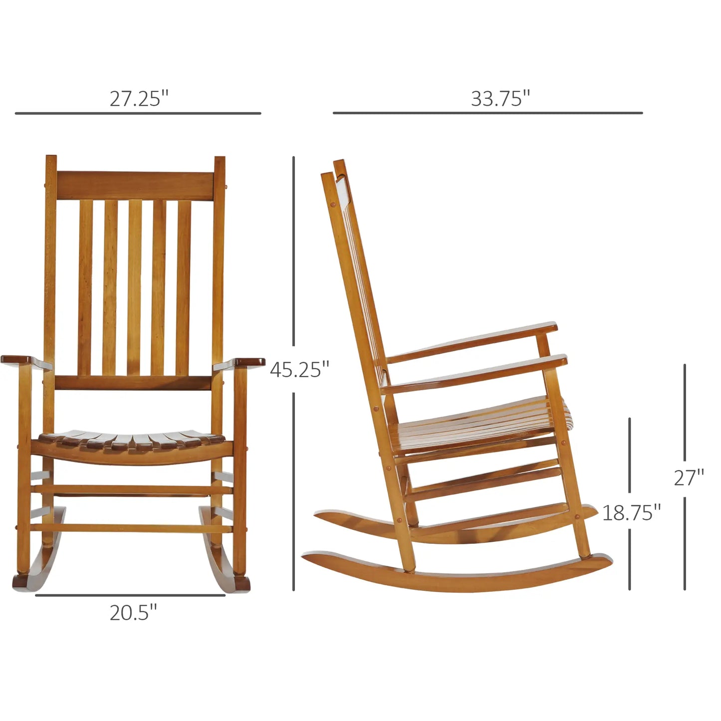 Wooden Porch Rocking Chair, Outdoor Patio Rocker, Garden Seat, Natural Outdoor Rocking Chairs at Gallery Canada
