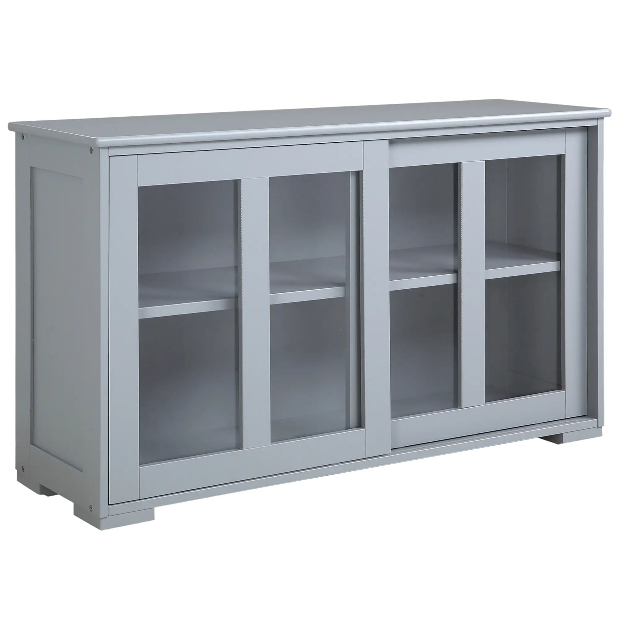 Kitchen Sideboard, Stackable Storage Cabinet, Sliding Glass Door Bar Cabinets Light Grey at Gallery Canada