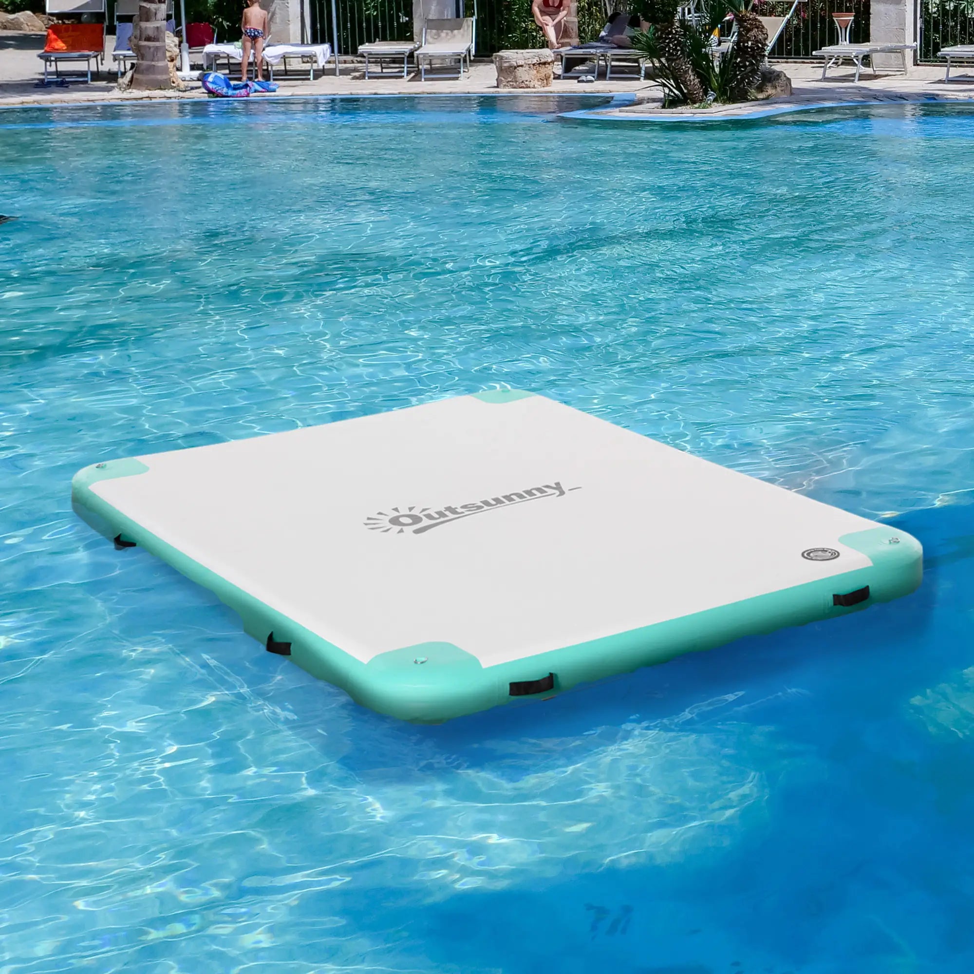 8' x 6' Floating Dock, Inflatable Island with Air Pump, Backpack, Blue & Green Floating Water Mats at Gallery Canada