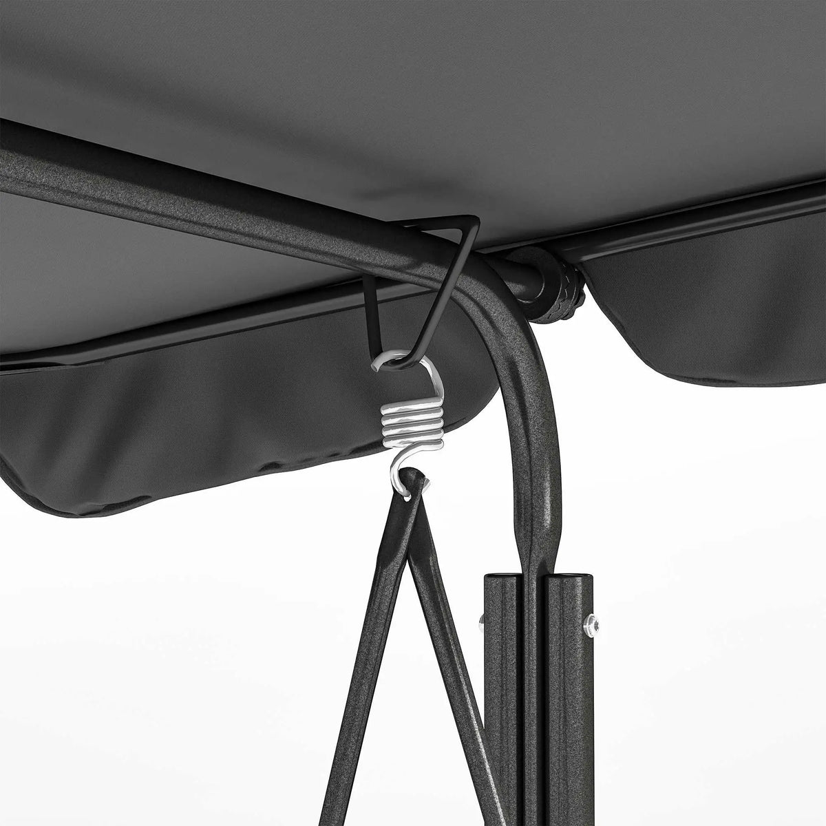 3-Seater Outdoor Porch Swing With Canopy, Black Patio Swings with Stand at Gallery Canada