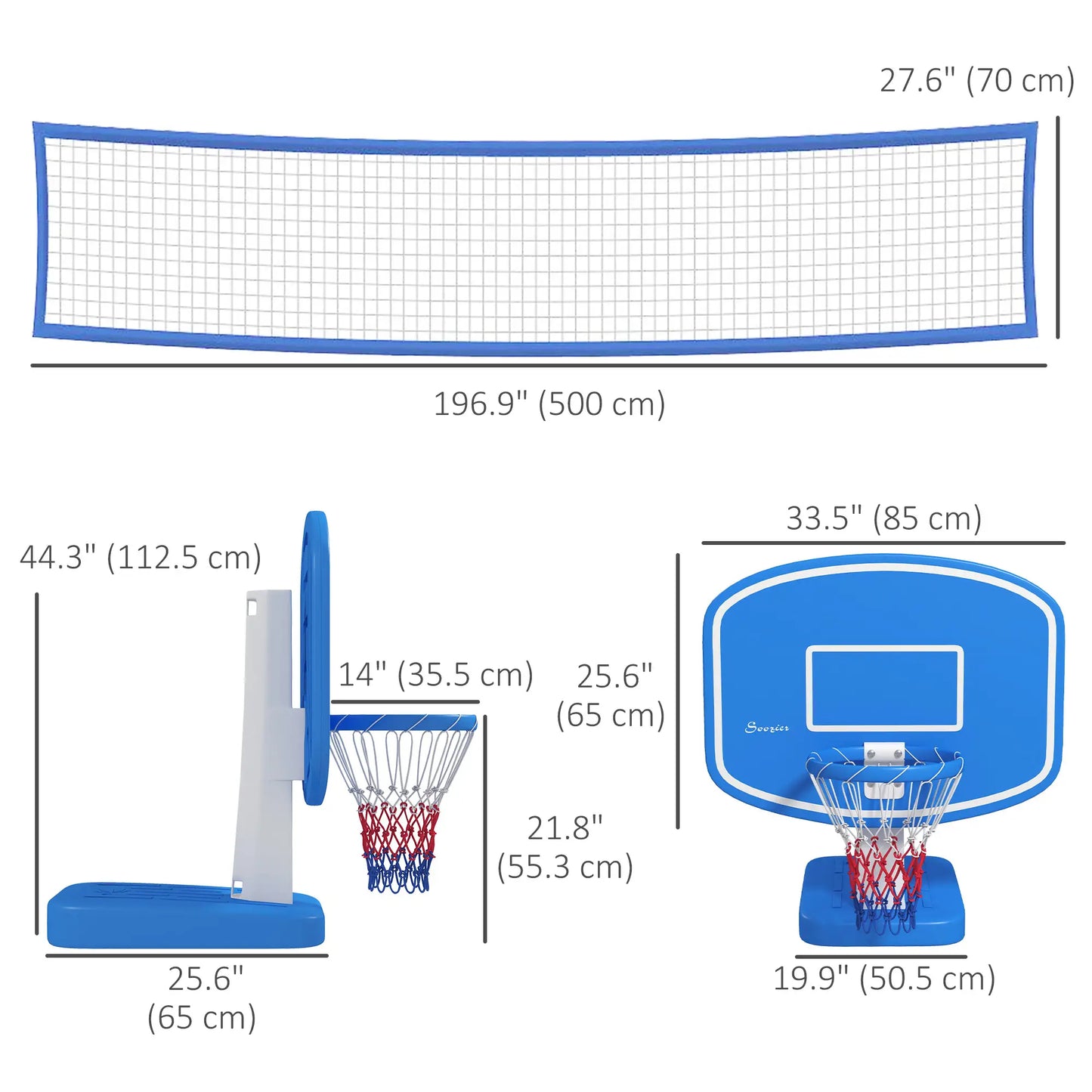 2-in-1 Pool Basketball Hoop and Volleyball Set, Portable with Fillable Base Basketball at Gallery Canada