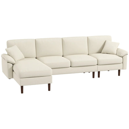 L-Shape Sectional Sofa, Changeable Chaise Lounge, Cream White 3-Seater Sofas at Gallery Canada