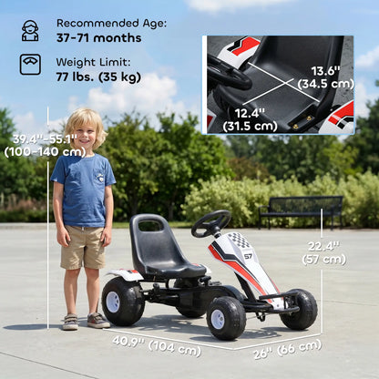 Kids Pedal Go Kart, Adjustable Seat, Plastic Wheels, 3-6 Years Pedal Go Karts for Kids at Gallery Canada