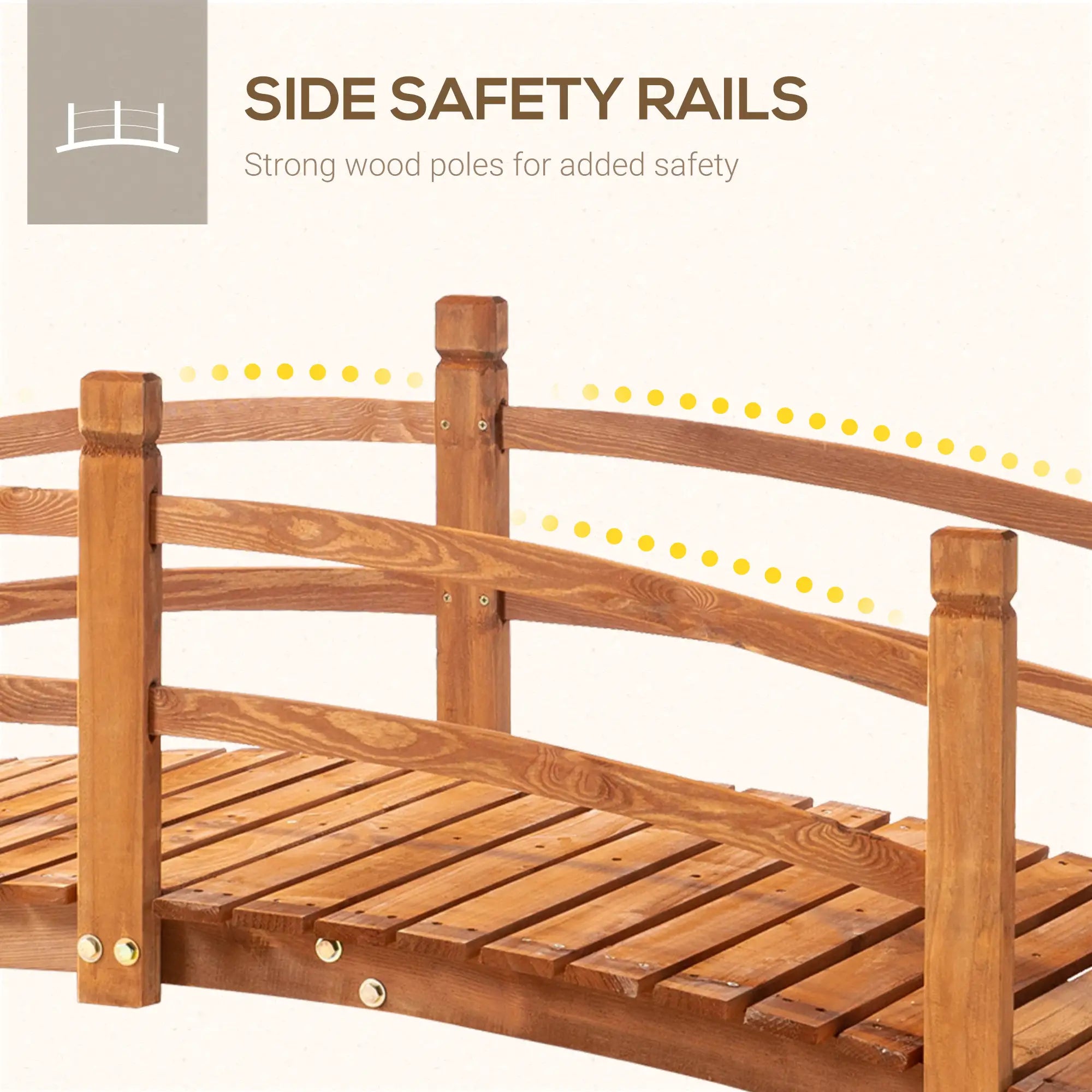 6FT Wooden Garden Bridge, Arc Footbridge with Guardrails, Orange Garden Bridges at Gallery Canada