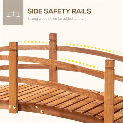 6FT Wooden Garden Bridge, Arc Footbridge with Guardrails, Orange Garden Bridges at Gallery Canada