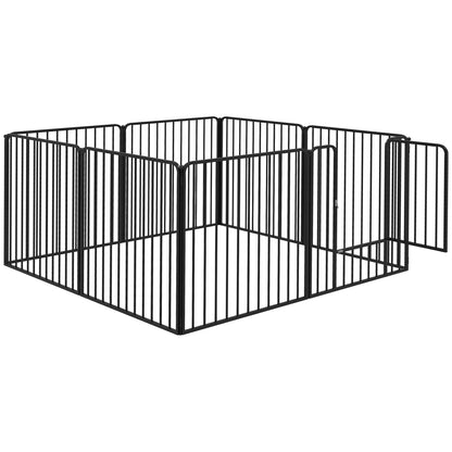 Outdoor Dog Fence, 8 Panels 31.5" Height, Steel Pet Exercise Pen Houses, Kennels & Pens Black at Gallery Canada