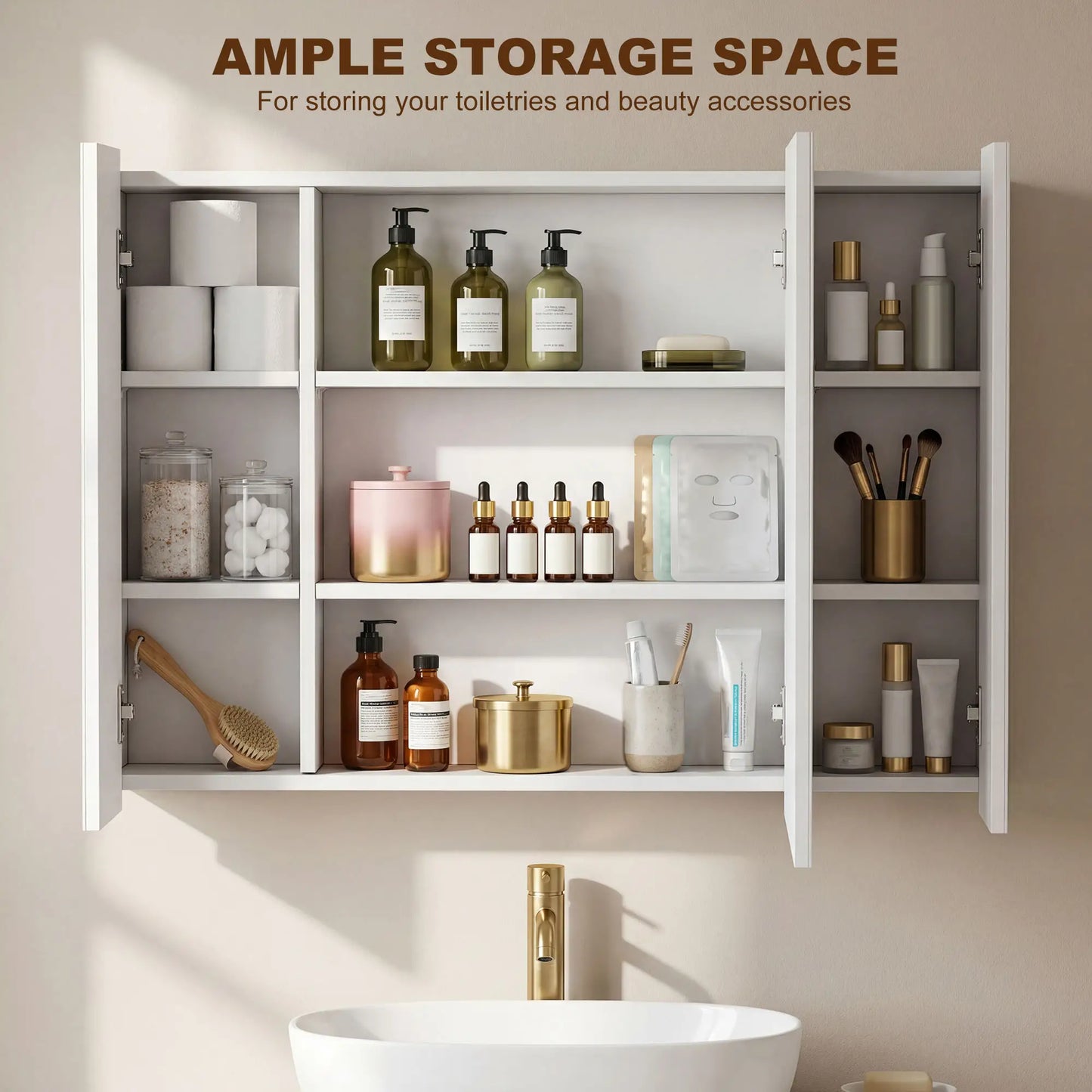 Medicine Cabinet With Mirror, Wall Mounted, Adjustable Shelf, USB Charge, High Gloss White, White Mirror Medicine Cabinets at Gallery Canada