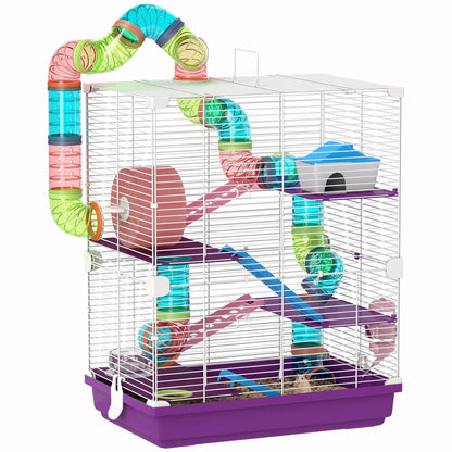 5-Tier Hamster Cage, With Wheels, Tube, Bottle, Dishes, Purple Hamster Cages at Gallery Canada