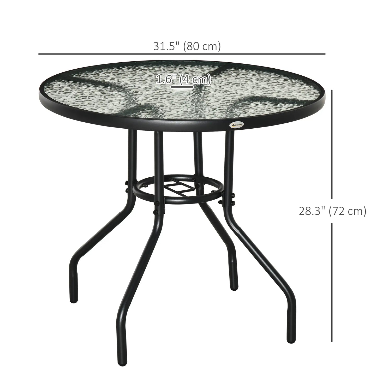 31.5" Round Outdoor Dining Table, Glass Top, Steel Frame, Garden Patio Patio Dinning Tables at Gallery Canada
