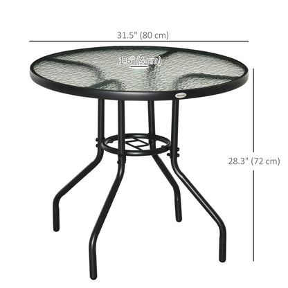31.5" Round Outdoor Dining Table, Glass Top, Steel Frame, Garden Patio Patio Dinning Tables at Gallery Canada
