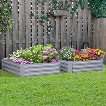 39" x 39" x 12" Raised Garden Bed Set, Elevated Planter Box, Galvanized Steel Frame, Grey Galvanized Planter Boxes at Gallery Canada