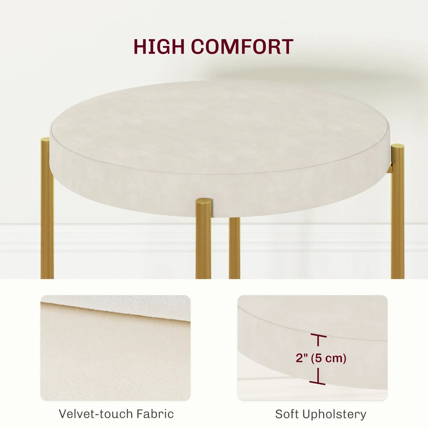 Round Backless Dining Chairs, Stacking Stools Set of 4, Cream White Dining Chairs at Gallery Canada