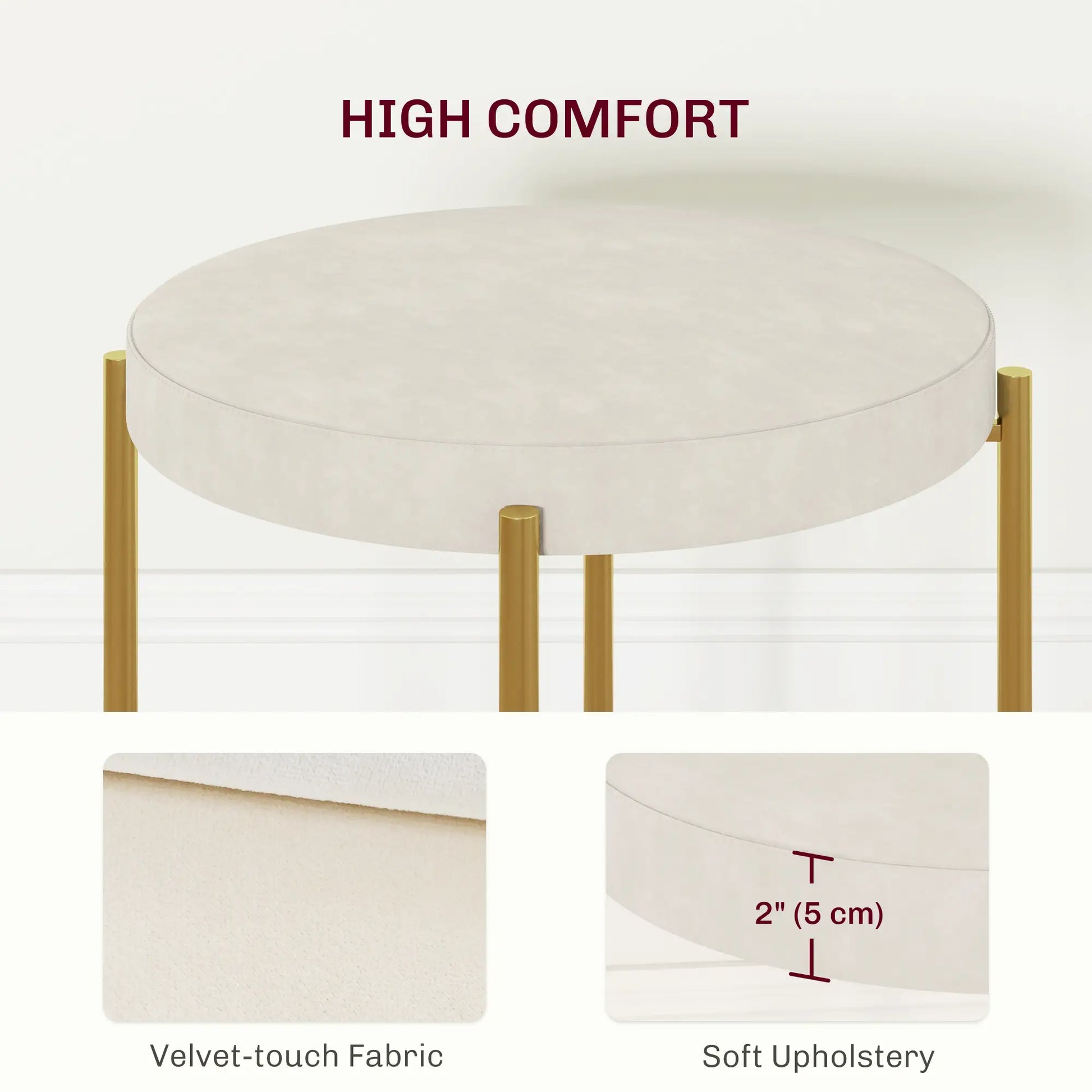 Round Backless Dining Chairs, Stacking Stools Set of 4, Cream White Dining Chairs at Gallery Canada