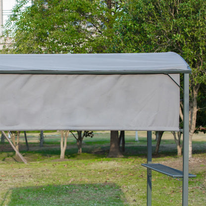 7x4.5ft Outdoor BBQ Gazebo, Metal Frame, With Side Awning, Shelves, Hooks, Grey BBQ Grill Gazebos at Gallery Canada