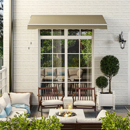 8'x7' Manual Retractable Patio Awning, Sun Shade Canopy, Khaki Deck Awnings at Gallery Canada