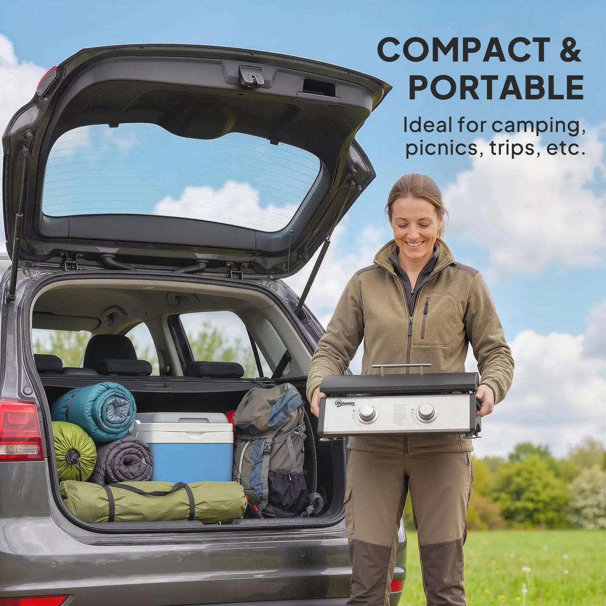 2 Burner Gas Grill, Portable Tabletop BBQ, Camping Picnic, Silver Propane Gas Grills at Gallery Canada