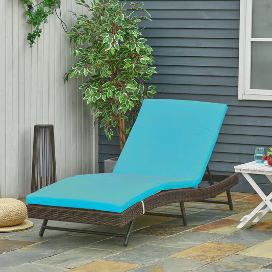 Wicker Patio Lounger, Outdoor Recliner, 5-Level Adjustable Backrest, Turquoise Chaise Loungers Dark Brown, Turquoise at Gallery Canada