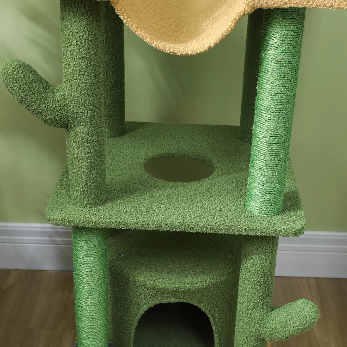 89"-100" Cat Tree Tower for Large Cats, Scratching Posts, Grooming Brush, Green Floor to Ceiling Cat Trees at Gallery Canada