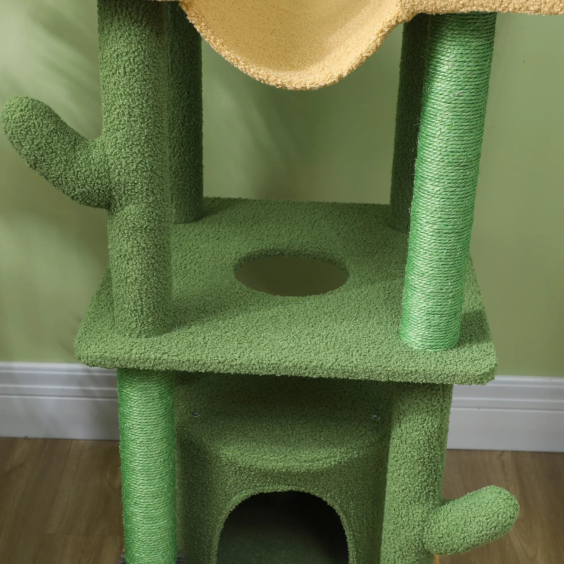 89"-100" Cat Tree Tower for Large Cats, Scratching Posts, Grooming Brush, Green Floor to Ceiling Cat Trees at Gallery Canada