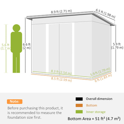 9' x 6.5' Metal Garden Shed, Outdoor Utility Storage, Dark Grey Sheds at Gallery Canada