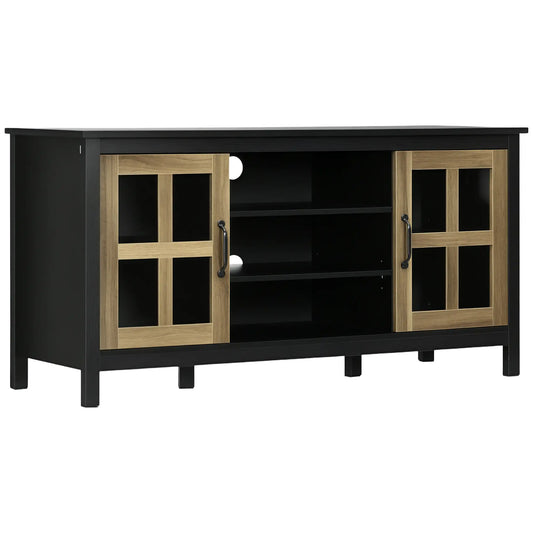 TV Stand for 55 Inch TVs, Adjustable Shelves, Cable Holes, Black TV Stands Black, Light Walnut at Gallery Canada