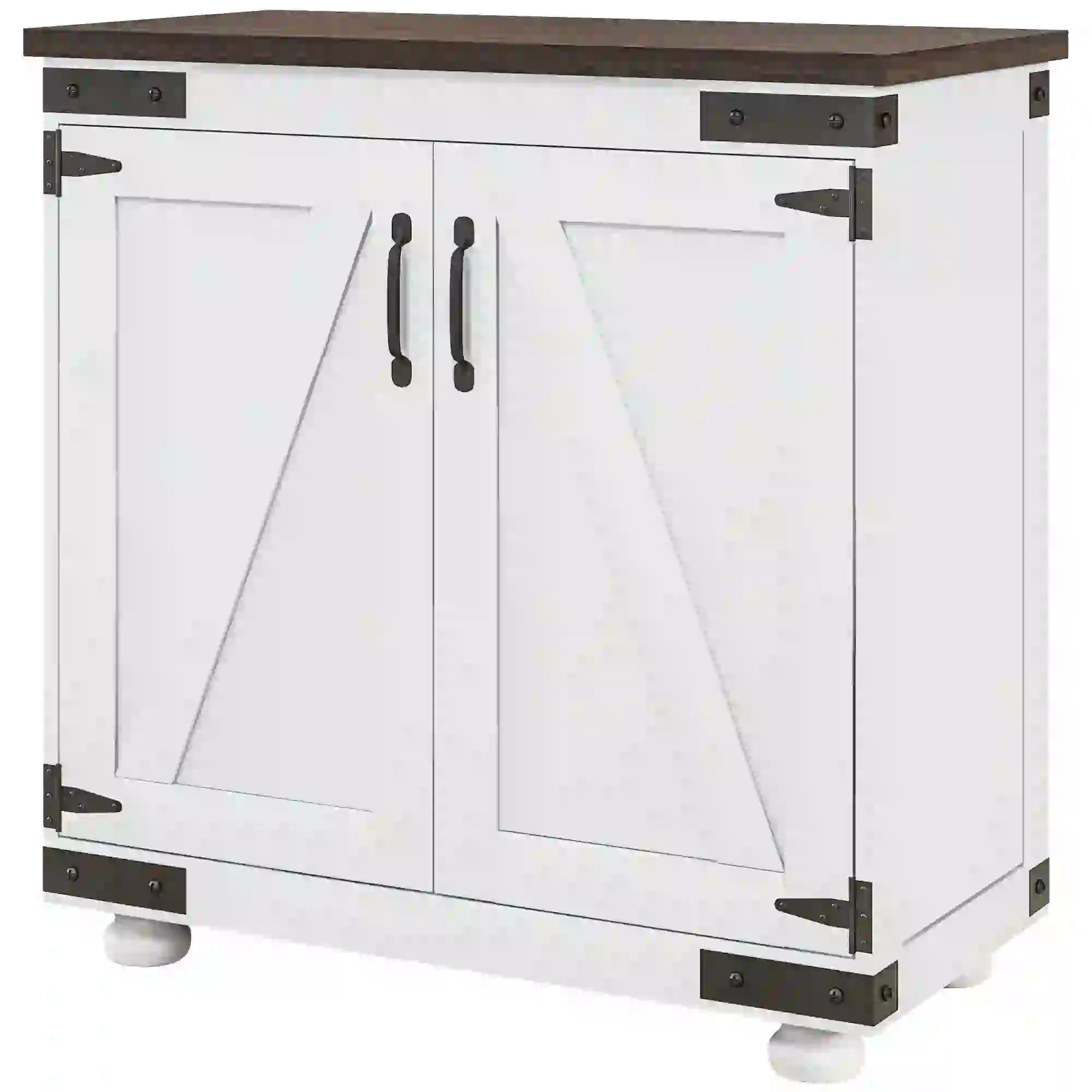 Sideboard Buffet, Kitchen Cabinet with Barn Door, Adjustable Shelves, White, Brown Storage Cabinets at Gallery Canada