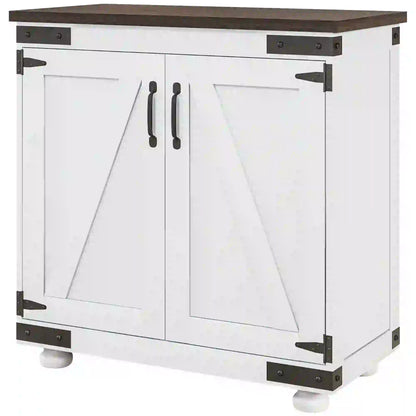 Sideboard Buffet, Kitchen Cabinet with Barn Door, Adjustable Shelves, White, Brown Storage Cabinets at Gallery Canada