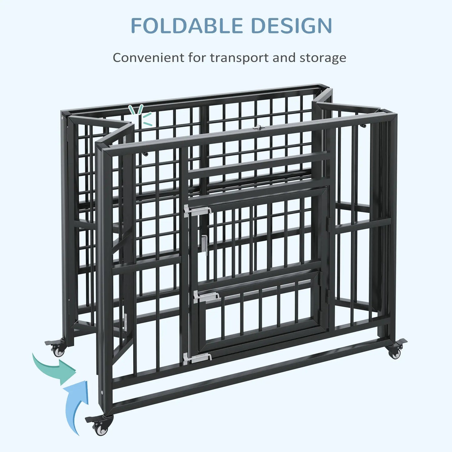 37" Heavy Duty Dog Crate, Foldable, Wheels, Double Locks, Removable Tray, Black Houses, Kennels & Pens at Gallery Canada