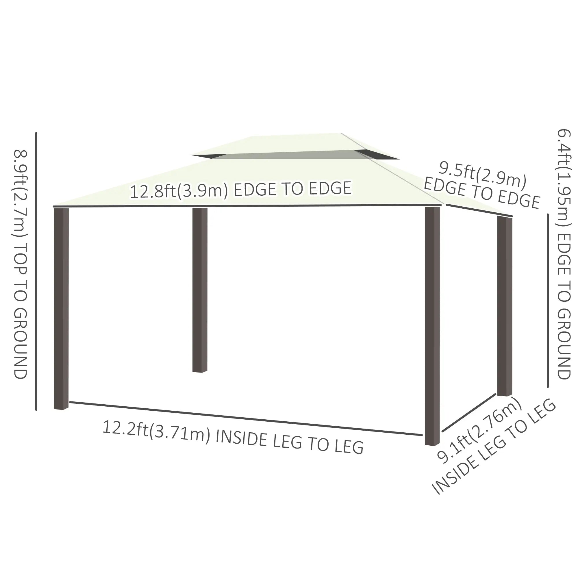 10'x13' Aluminum Gazebo, Double Tier, Netting, Curtains, White Gazebos at Gallery Canada