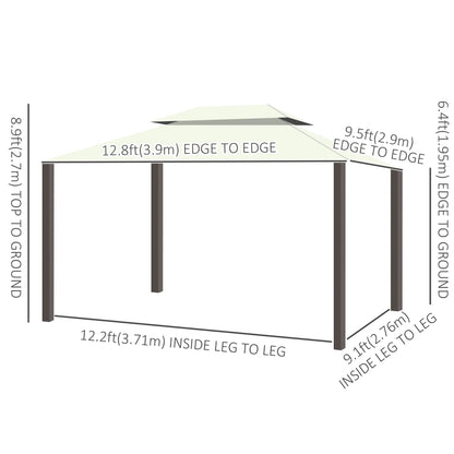 10'x13' Aluminum Gazebo, Double Tier, Netting, Curtains, White Gazebos at Gallery Canada