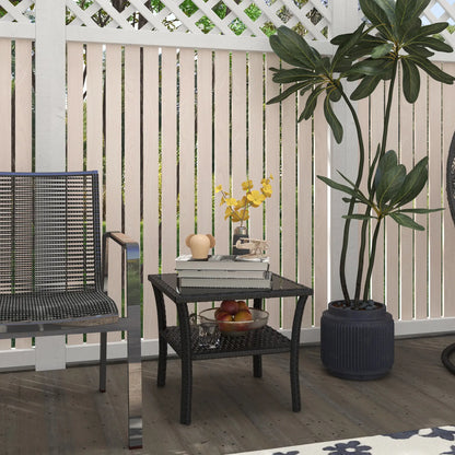 20" Patio Wicker Coffee Table, Outdoor PE Rattan Side Table, Black Patio Side Tables at Gallery Canada