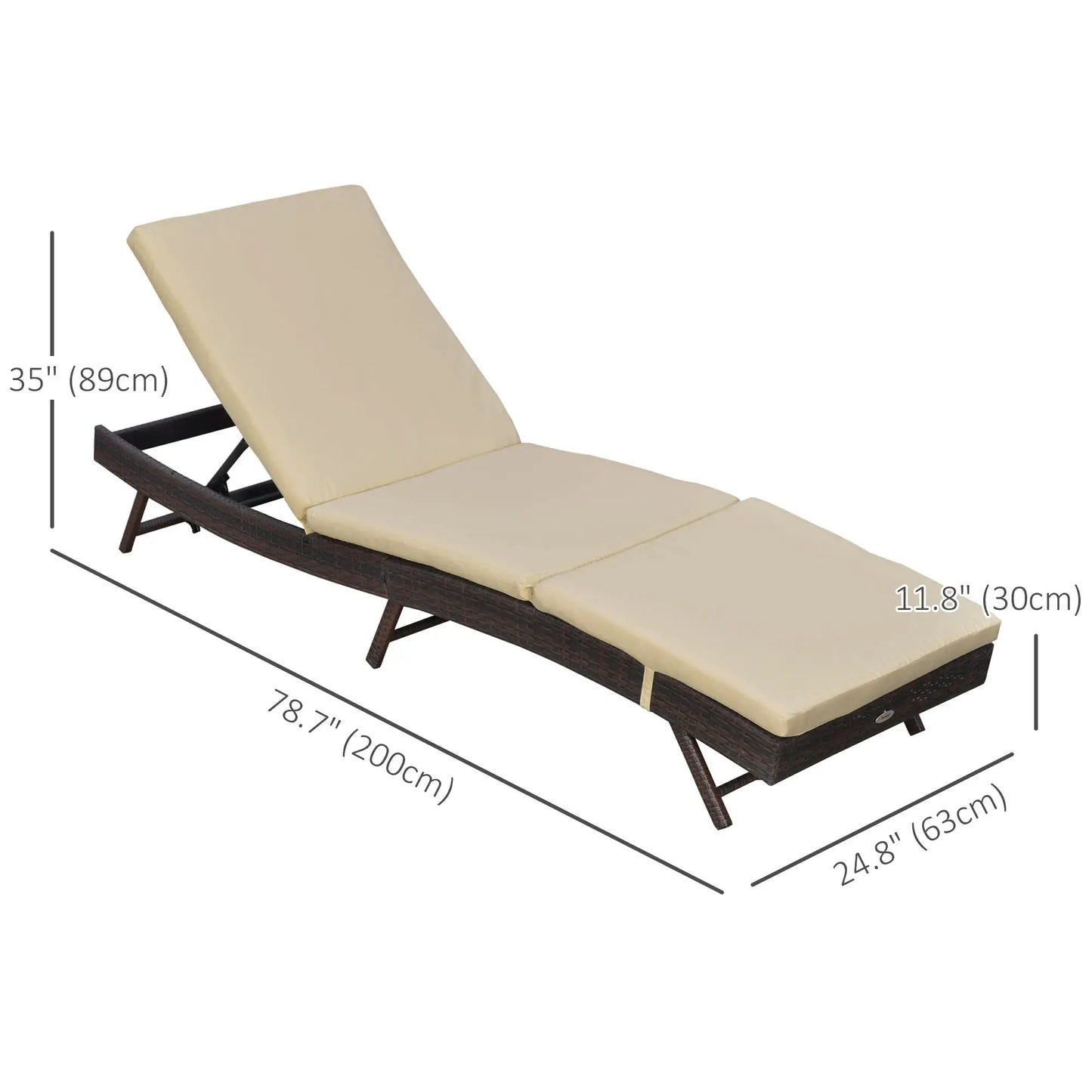 Wicker Patio Lounger, Outdoor Recliner w/ Adjustable Backrest, Khaki Chaise Loungers at Gallery Canada