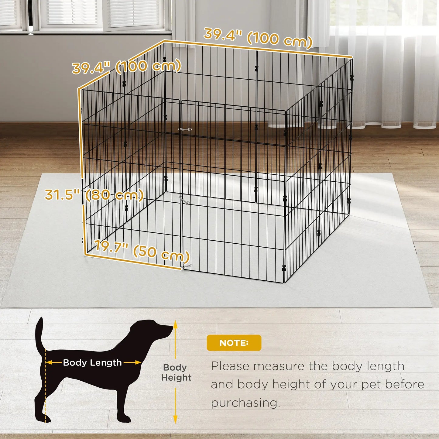Foldable Metal Dog Playpen, Expandable Pet Fence, 20" x 32", 8 Panels, Black Dog PlayPens at Gallery Canada