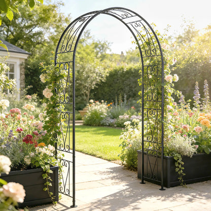 8 ft Garden Arch, Outdoor Trellis Arbor, Black Garden Arches at Gallery Canada