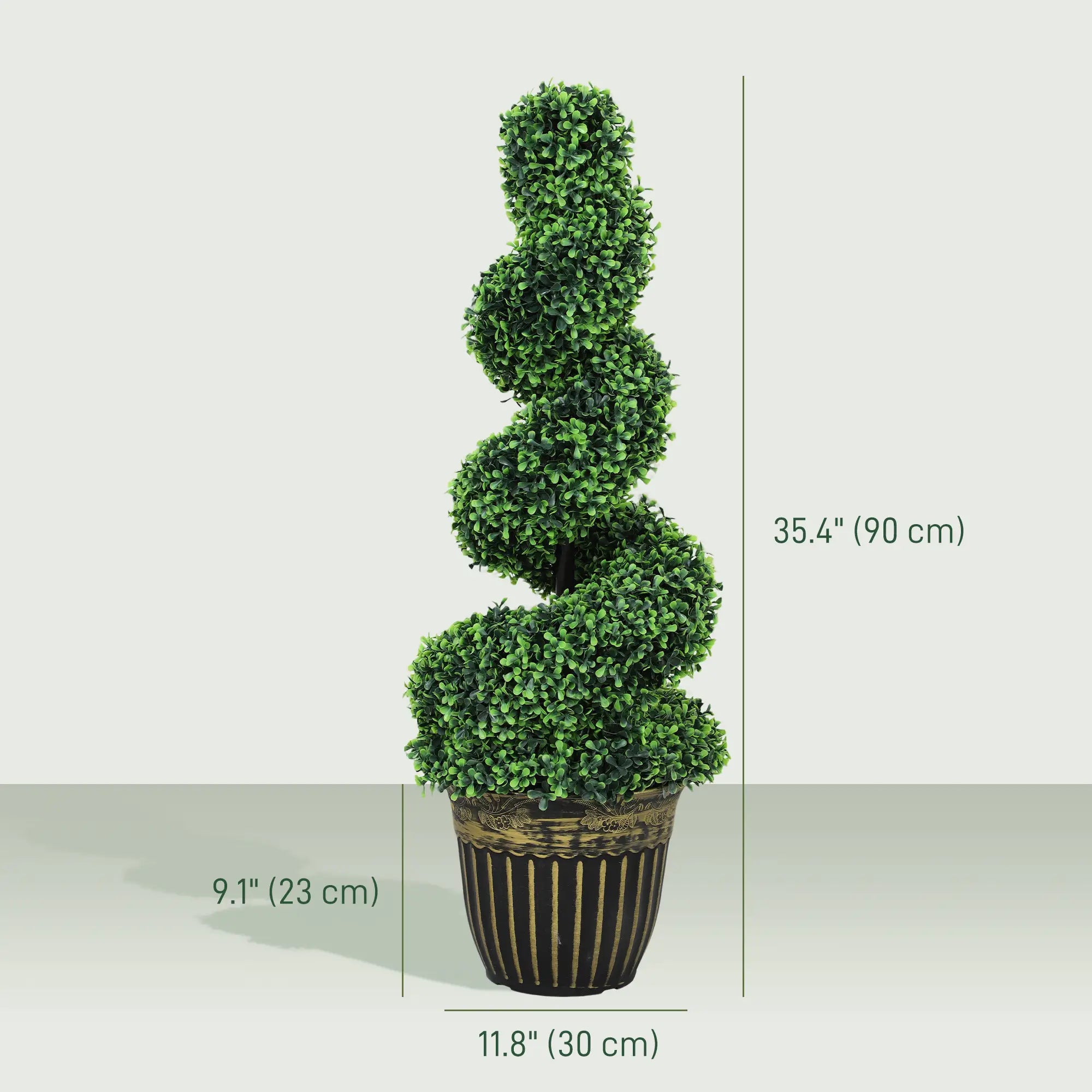 Artificial Topiary Spiral Boxwood Trees, Set of 2 with Pot, 90cm Artificial Trees at Gallery Canada