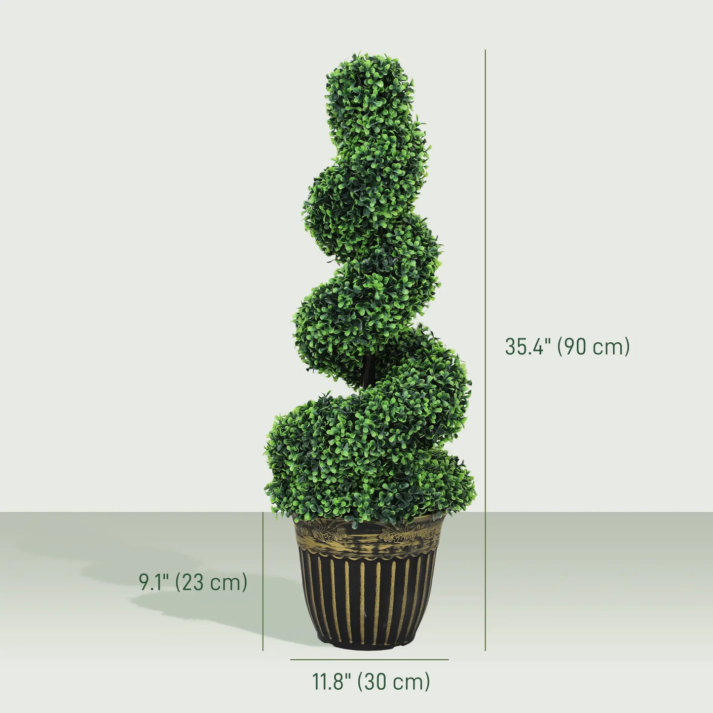 Artificial Topiary Spiral Boxwood Trees, Set of 2 with Pot, 90cm Artificial Trees at Gallery Canada
