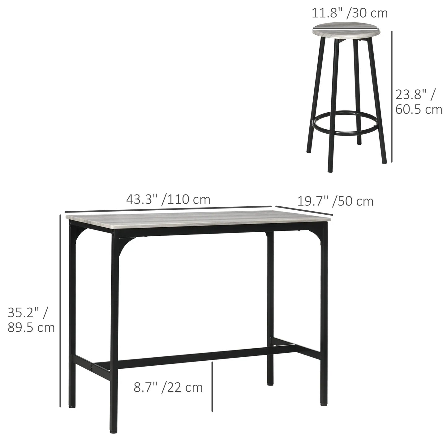 5-Piece Counter Height Bar Table and Chairs, Dining Table and Chairs Set for 4, Pub Table and Chairs Bar Sets at Gallery Canada
