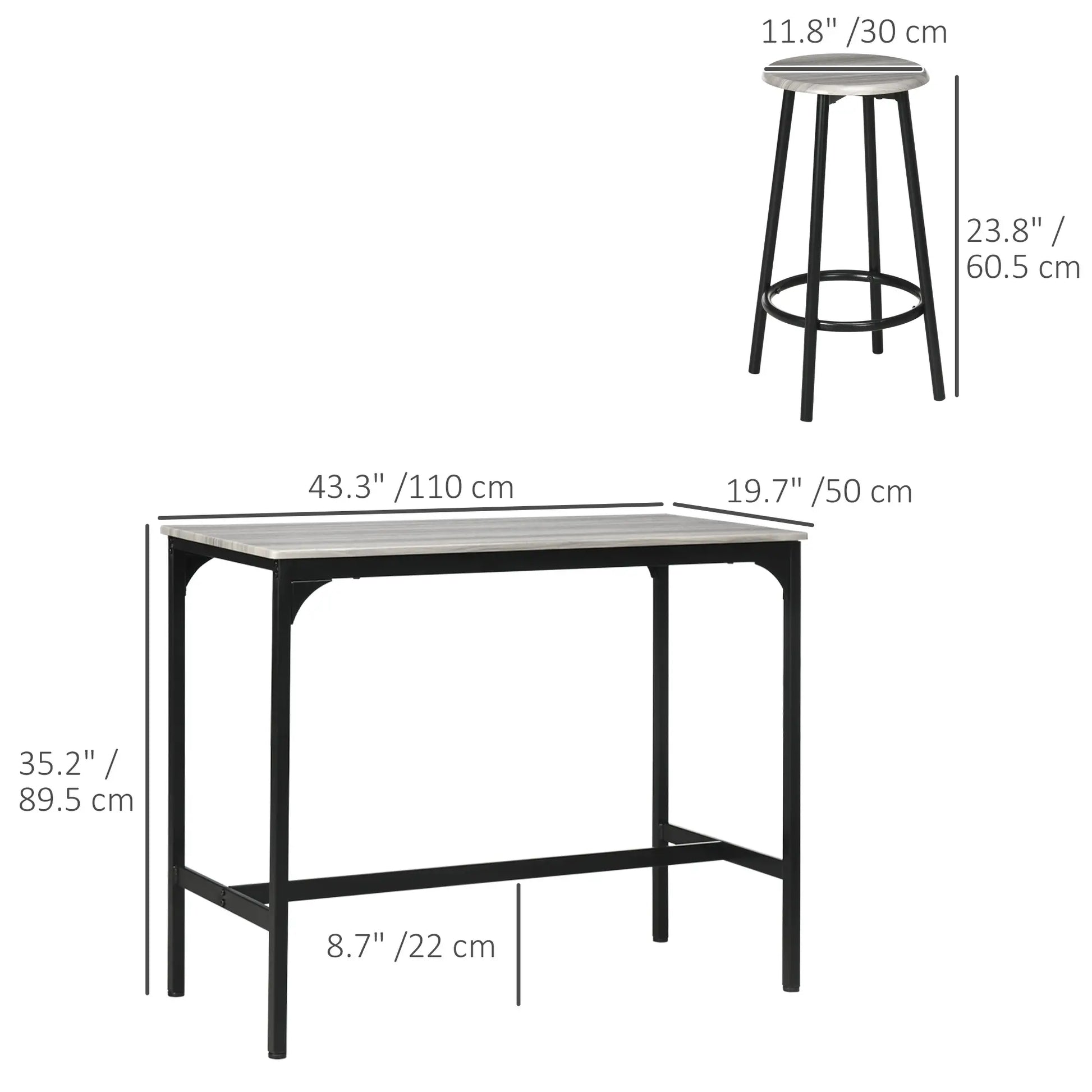 5-Piece Counter Height Bar Table and Chairs, Dining Table and Chairs Set for 4, Pub Table and Chairs Bar Sets at Gallery Canada