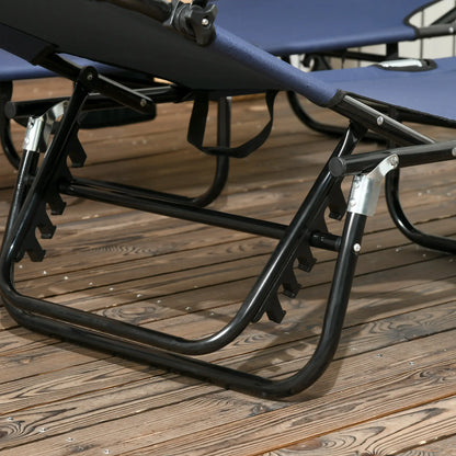 2 Piece Folding Chaise Lounges, Reclining Back, Sunshade, Blue Lounger Chairs at Gallery Canada