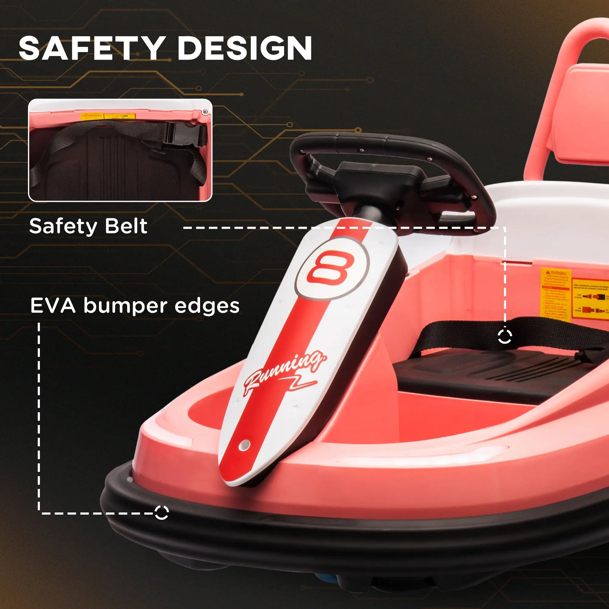 Kids Bumper Car, 6V Electric Ride-On Toy, 360° Rotation, Twin Motors, Pink Electric Toy Cars at Gallery Canada