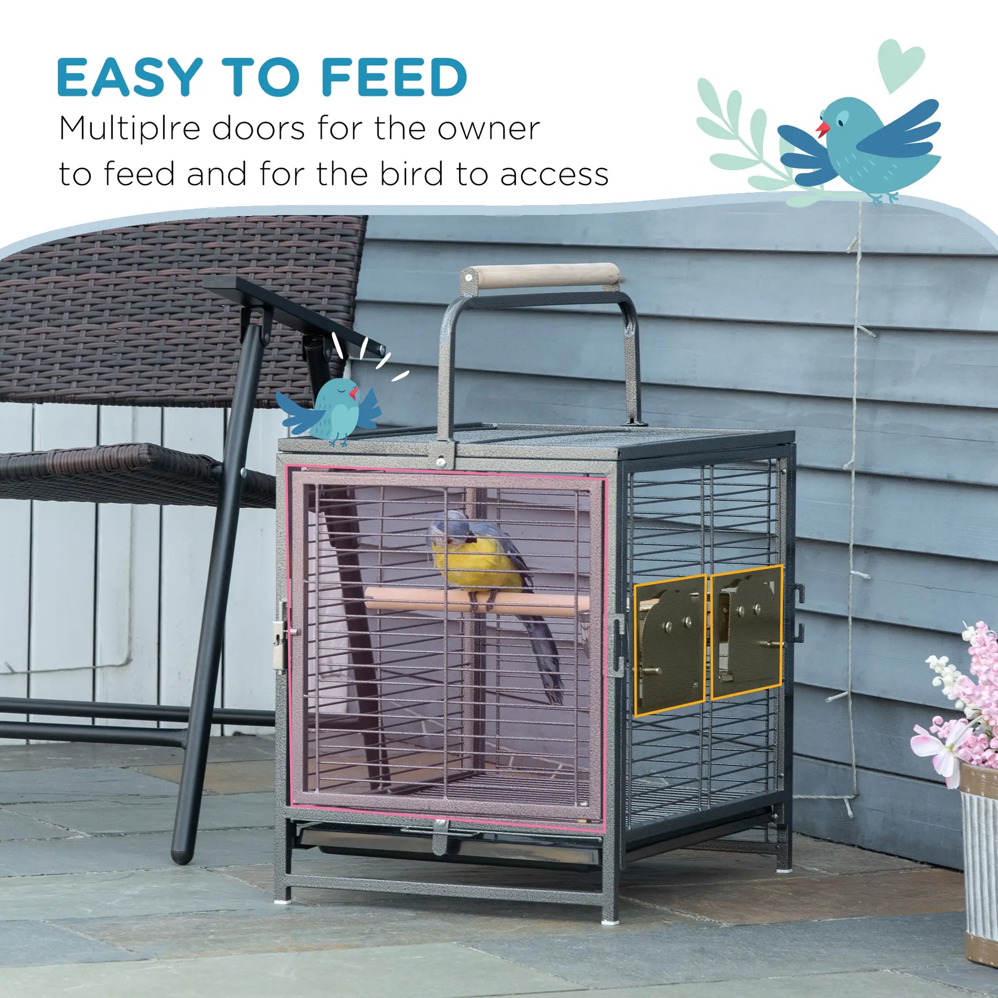 Bird Travel Cage for Parrots, Conures, African Grey, Black Bird Cages at Gallery Canada
