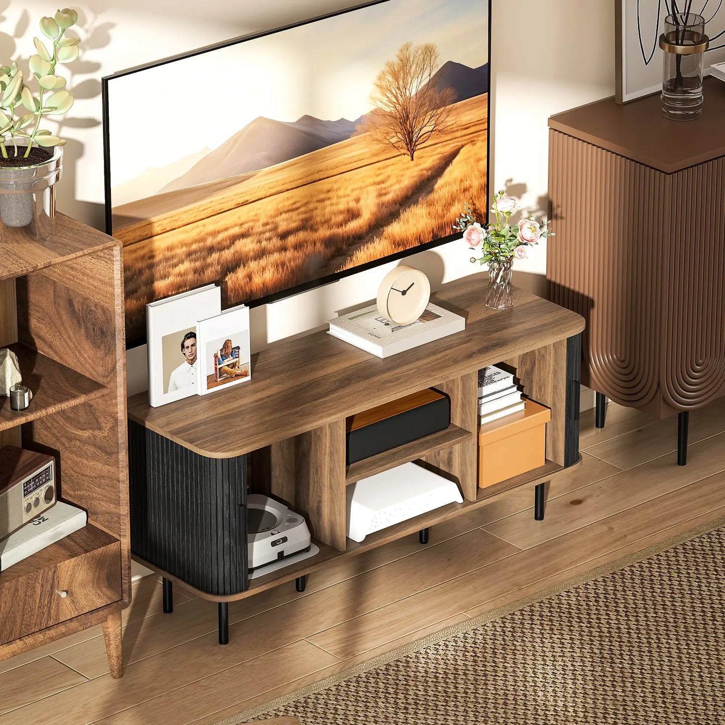 TV Stand for 55 Inches, Storage Shelves, Cabinets, Black TV Stands at Gallery Canada