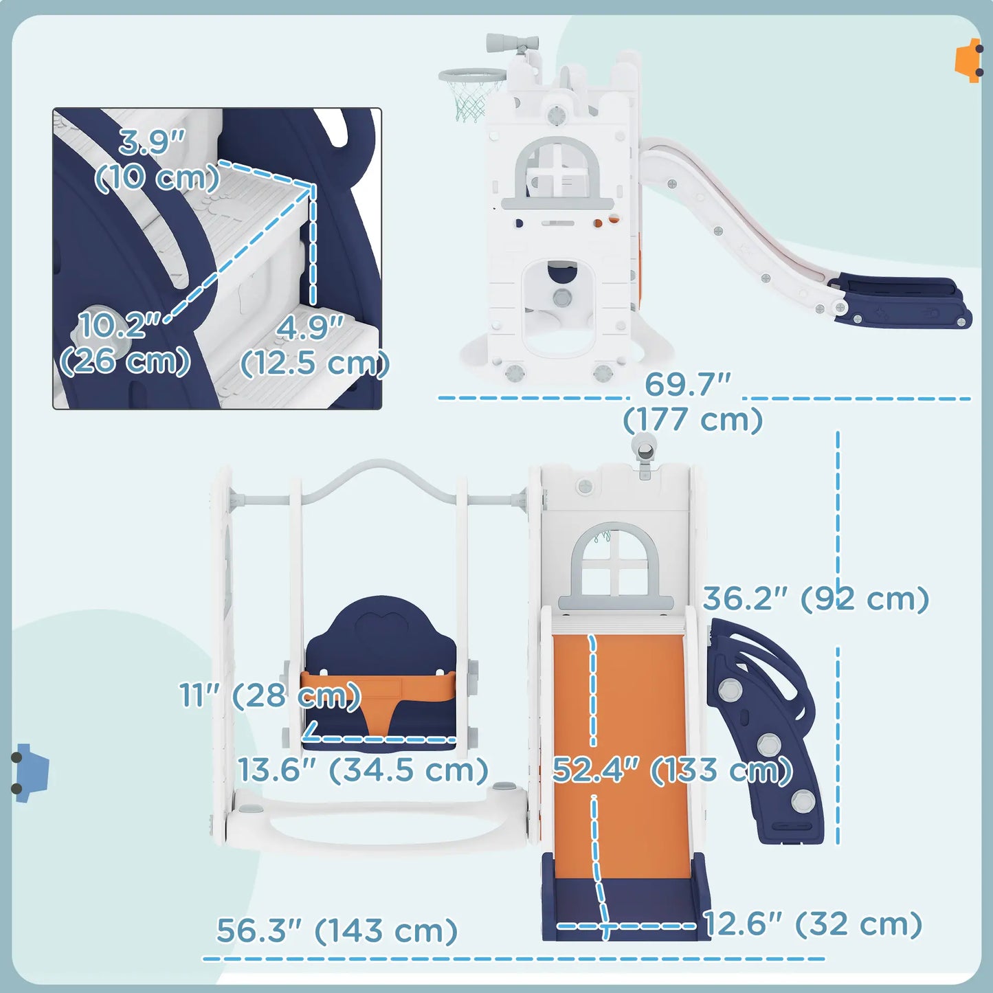 6-In-1 Baby Swing Playset, Indoor Slide Swing Set, Orange Gym Sets & Swings at Gallery Canada